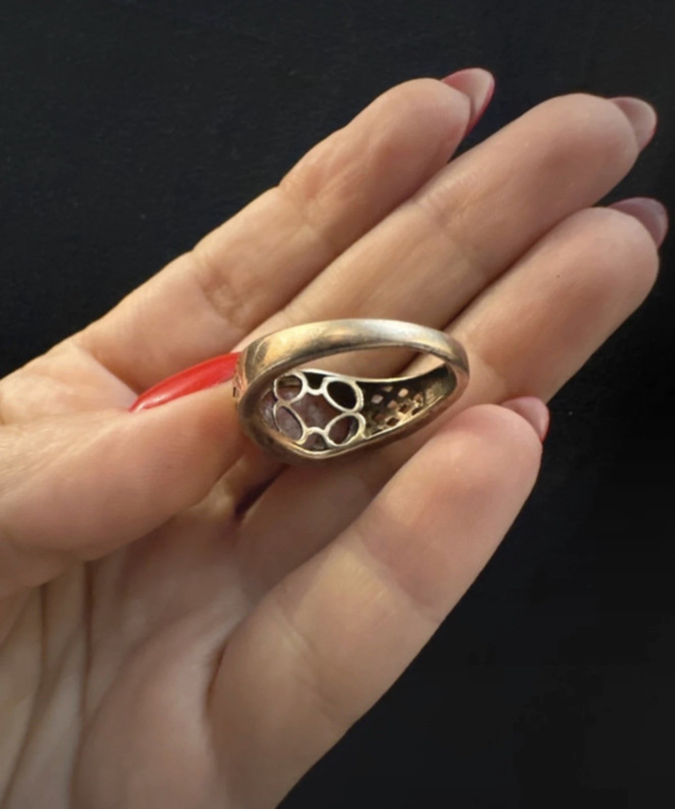 vintage 925 sterling silver ring, size Q with a natural carnelian(#16) image 2