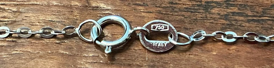 750(18K) White Gold Diamond Cut Cable Link Chain Necklace 1.5Grm.15" Long, Italy - Image 3 of 4