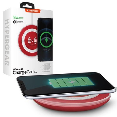 HyperGear ChargePad Pro 15W Wireless Fast Charger RED - Full kit
