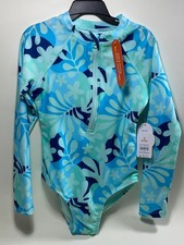 Wonder Nation 1 Pc Rashguard Zip Up Swimsuit UPF 50 Blue Sz S 6-6x NWT