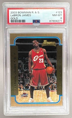 87804271 LeBron James 2003 Bowman Rookies & Stars #123 Gold Rookie RC PSA 8