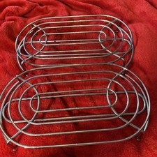 2 OVAL DOUBLE FOOD WARMER CHROME CHAFING DISH RACK STAND Indian curry balti