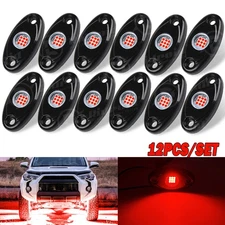 12X Red LED Rock Lights Underbody Trail Rig Glow Lamp Offroad SUV Pickup Truck