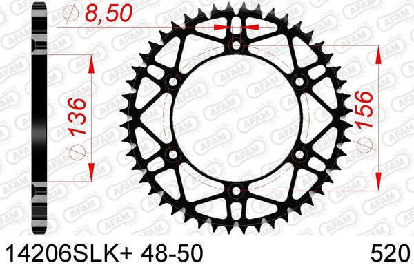 Kettenrad Slk Stahl 48-ZäHne 520-Teilung FüR Gas Gas Ec 250 F 4T Racing 13-16-image