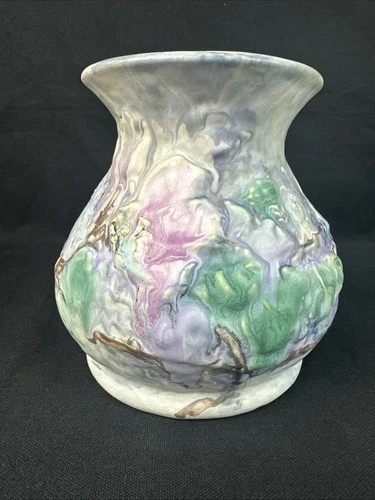 Weller Silvertone American Art Pottery 1920s Pastel Floral Vase