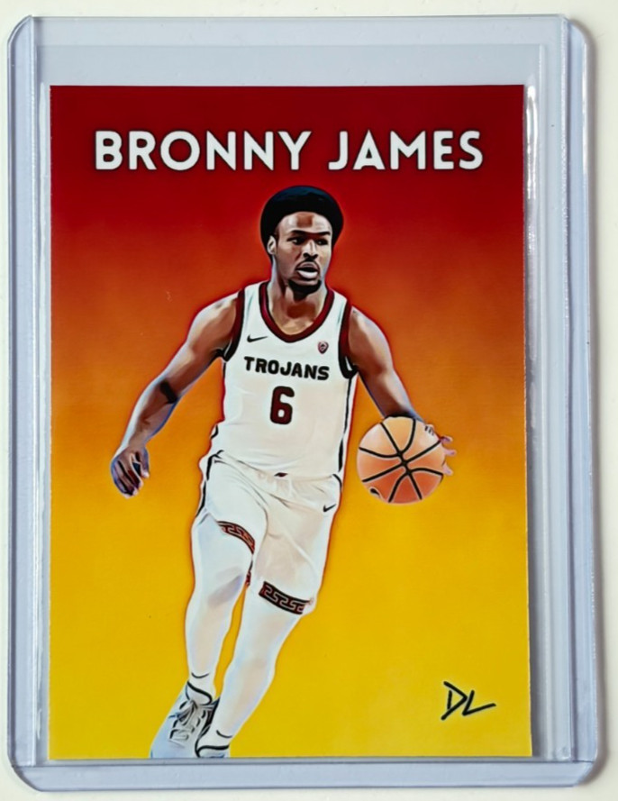 Bronny James Limited Edition Artist Signed "USC Trojans" Rookie Card 3/10
