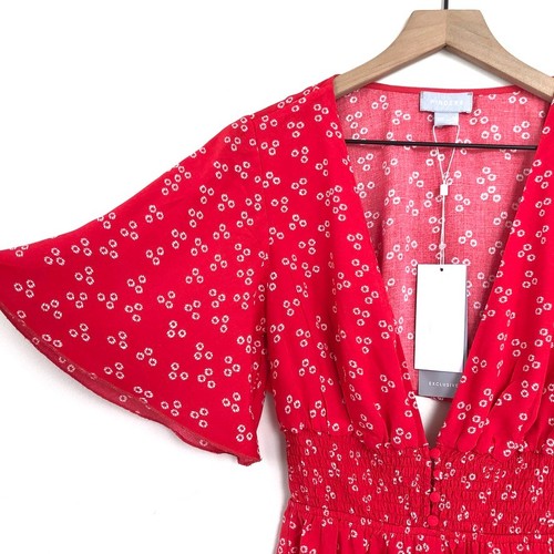 Finders Keepers Frida Red Ditsy Floral Wide Leg Jumpsuit Size XXS NWT - Picture 3 of 9