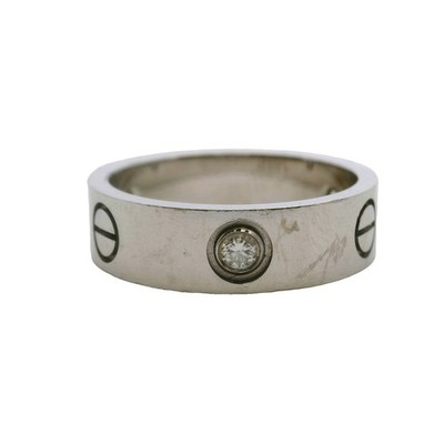 Cartier 18kt White Gold Classic Model 6mm Love Ring with 3