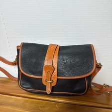 Vintage Dooney  Bourke All Weather Leather Crossbody Bag Black/Tan