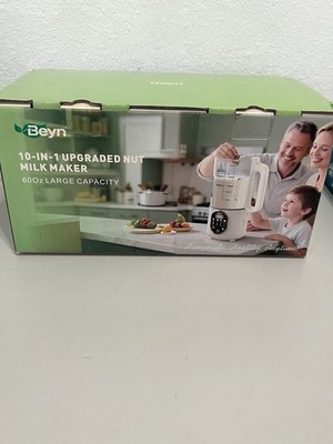 Beyn 10-in-1 Upgraded 60oz Nut Milk Maker Machine with 48-Leaf Titanium White 
