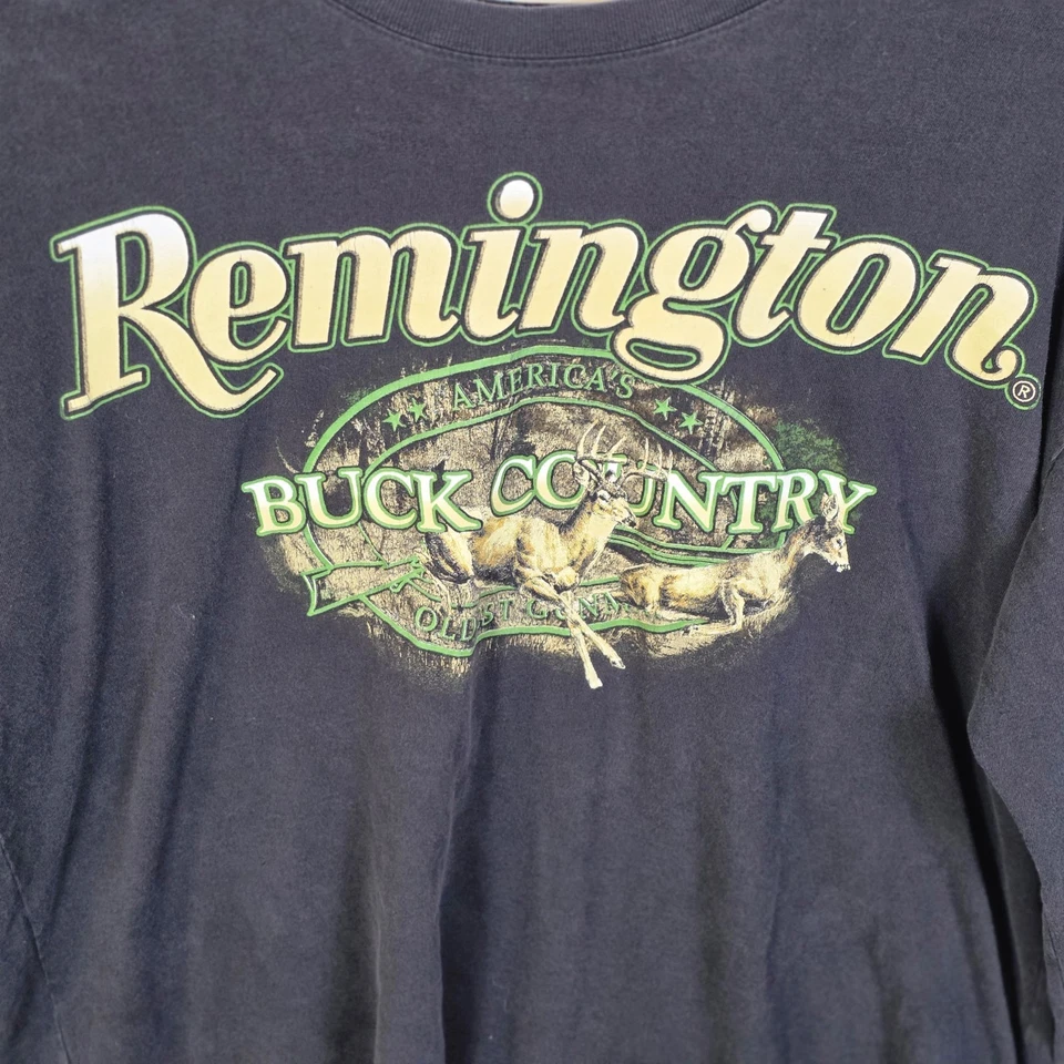 Camiseta negra manga larga Remington Buck Country XL para hombre  Foto 2 de 4