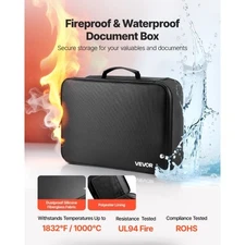 Fireproof Document Box, 1832 ℉ Heat Insulated Fireproof & Waterproof Box with Lo