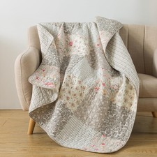 SLPR Cotton Quilted Throw Blanket, 50" x 60" Floral Farmhouse Patchwork Quilt...