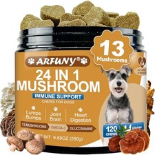 Mushroom Supplement for Dogs - Immune, Gut, Skin, Joint Support - 13 Organic