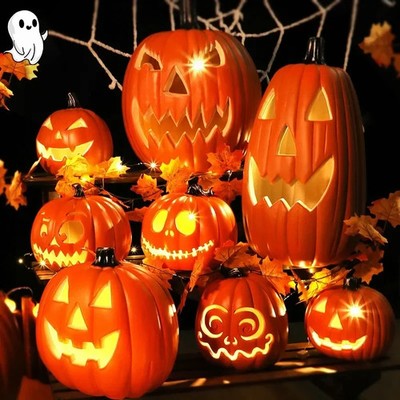 Halloween Kürbis Lichter Jack o Laterne Vintage Kunststoff Tischdeko