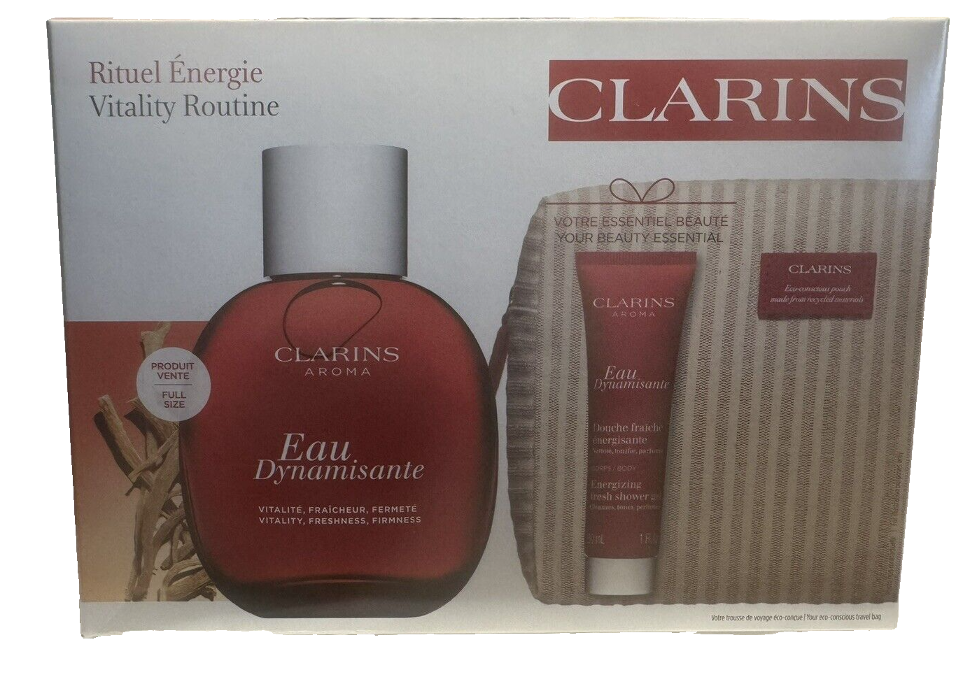 Clarins Eau Dynamisante Treatment Fragrance 100ml Shower Gel 30ml New in Box