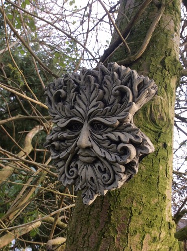STONE GARDEN GREEN MAN LEAF FACE WALL PLAQUE HANGING PAGAN WICCAN TREE πΏπ - Picture 4 of 5