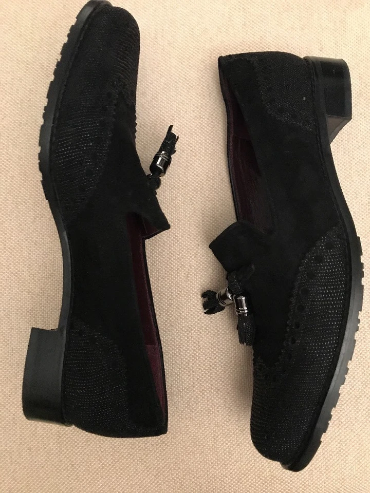 Stuart Weitzman Woman’s Boything Loafers Black Suede & Leather Sz 37.5 US 7.5 - Imagem 4 de 4