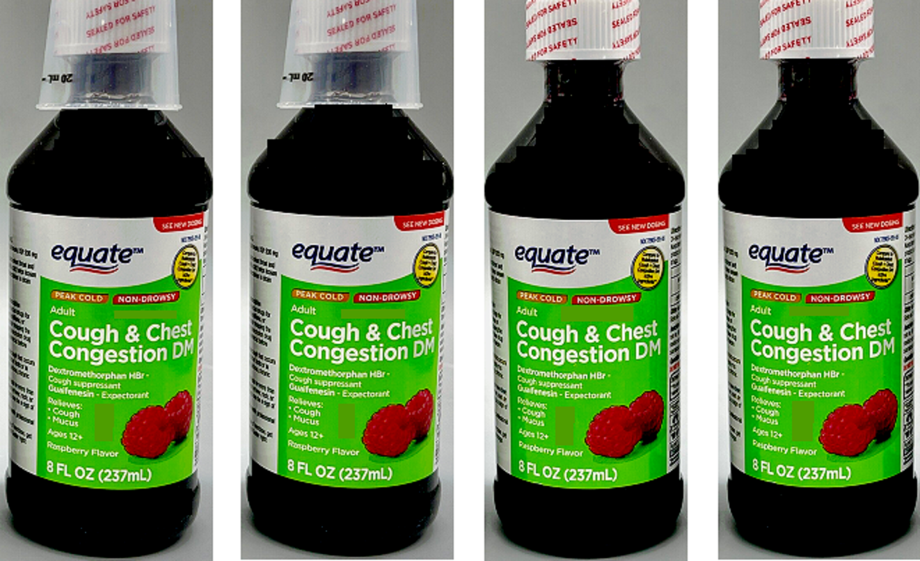 Equate Tussin Cough and Chest Congestion DM, Raspberry 8 fl oz 4PK 5/25