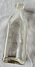 c.1900 JAF & Co Coffee Folgers Extract Clear Glass Bottle Antique