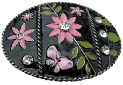 Flowers Butterfly Rhinestones Hippie Butterflies Belt Buckle  display picture 1