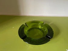 Vintage Heavy Green Ashtray 5.75 inches in diameter