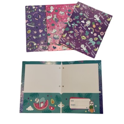 Set Of 8 Princess Girls Pink Purple Glitter 11.8'' x 9.35'' Portfolio Folders