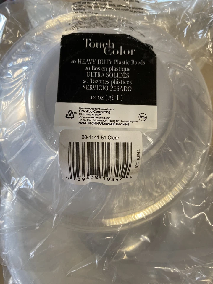 Clear Plates Plastic Bowls 7” 120 Count 12 Oz Touch Of Color Style Heavy Duty - Image 3 of 3
