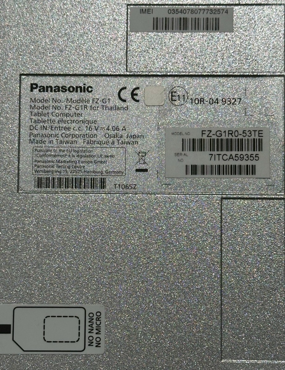 PANASONIC FZ-G1 TOUGHPAD MK4 Diagnostic Tab 10.1