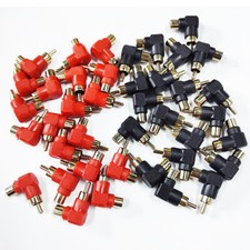 40PCS RCA Right Angle Connector Plug Adapters Male To Female 90 Degree Elbow US