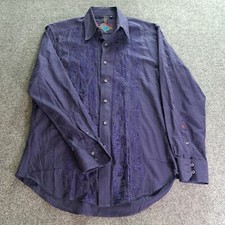 Robert Graham Shirt Mens Size Medium Purple Flip Cuff LS Button Up Textured