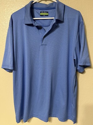Ben Hogan Super Sonic Blue Print Short Sleeve Collared Golf Shirt XL