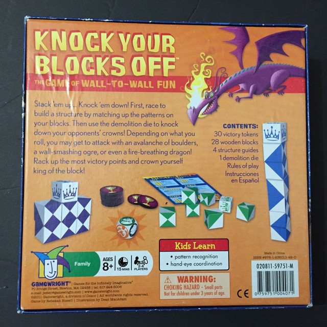 Knock Your Blocks Off Board Game Gamewright 2011 Complete With