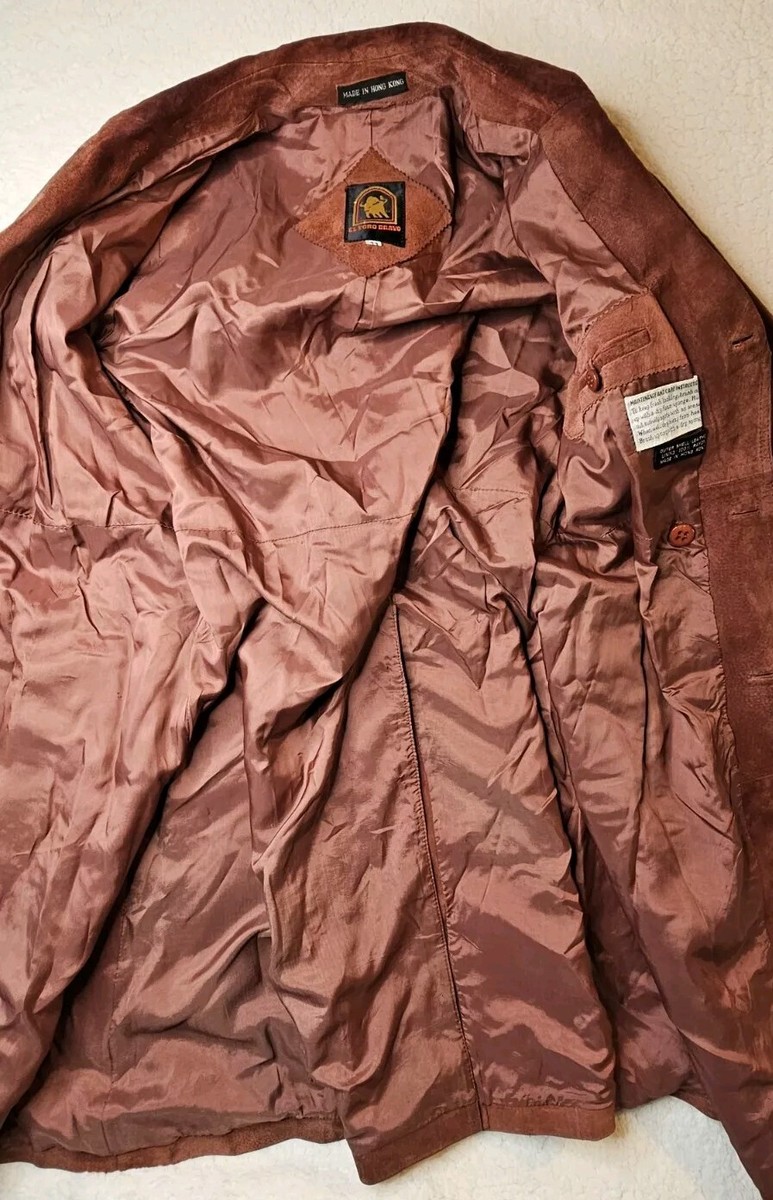Vintage El Toro Bravo Jacket Mens 44 Brown Genuine Leather Button