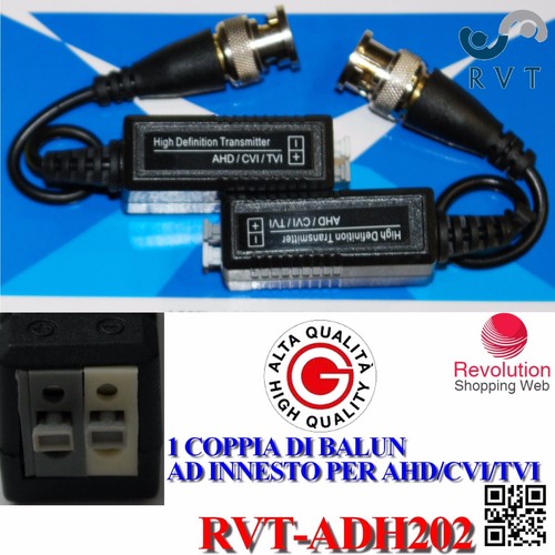 VIDEO BALUN AHD CVI TVI CVBS con connettore BNC compatibile tutte le telecamere - Imagen 2 de 2