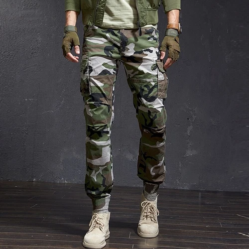 Hochwertige Slim Fit Camouflage Freizeit Cargohose Streetwear Hose für Herren - Bild 10 von 27