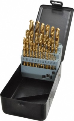 Value Collection 1/16 to 1/2'', 118� Point, TiN Finish, HSS Jobber Length Dril...