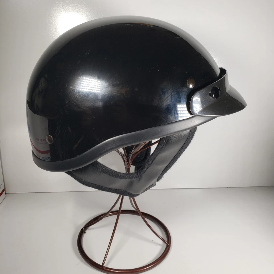 Capacete de motocicleta Nikko Half preto tamanho XL N-306 alça de liberação rápida MFG 6/13 - Imagem 2 de 4
