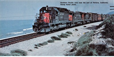 Southern Pacific Locomotive #7346 Follows Coastline Ventura CA Vtg Mag Excerpt