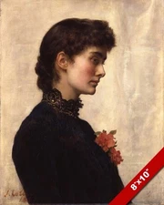 BEAUTIFUL WOMAN W FLOWER MARION COLLIER PORTRAIT PAINTING ART REAL CANVAS PRINT