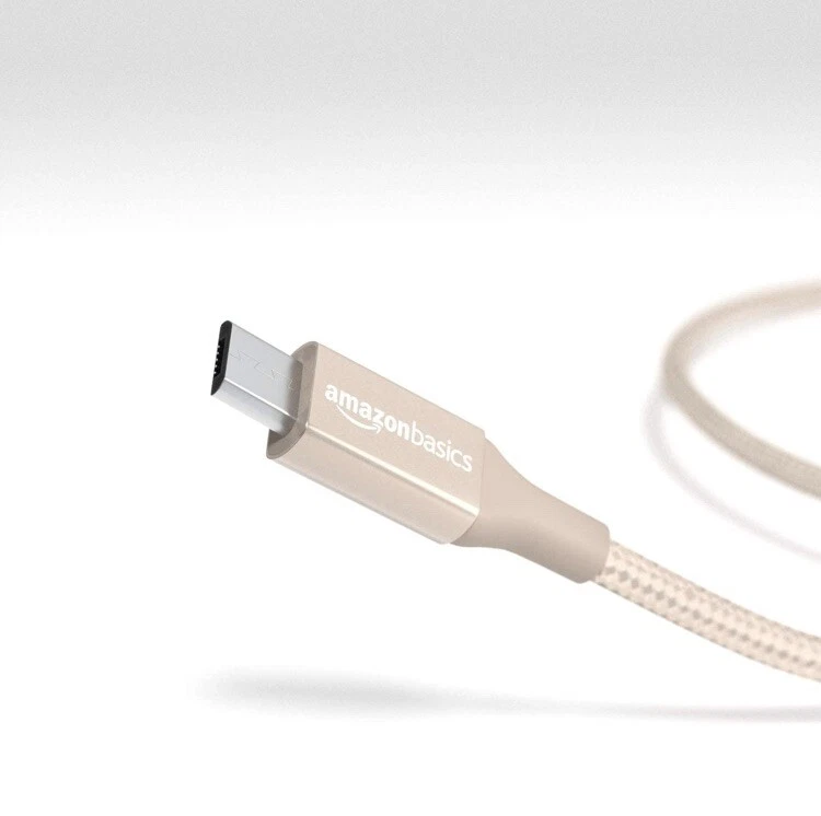 Amazon Double Braided Nylon USB-A 2.0 to Micro-B Cable Gold - 3ft/0.9m - Image 2 of 4