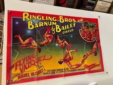 VINTAGE RINGLING BROS. CIRCUS POSTER 22"X34" FLYING VAZQUEZ TRIPLE SUMMERSAULT