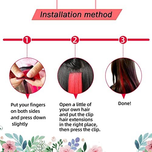 RINBOOOL Colored Hair Extensions Clip in, Light Pink 10 Pieces 22 Inch, for Kids - Picture 2 of 5