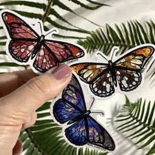 Three Pack Of Butterfly Vinyl Stickers Monarch Butterfly Water Bottle Stickers