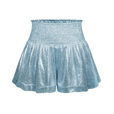 Damen Shiny Rüschen Mini Shorts Mit Breitem Bein – Hohe Elastische Taille