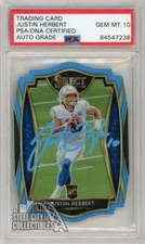 Justin Herbert 2020 Select Premier Light Blue Auto RC 144 PSA/DNA 10 Light Blue
