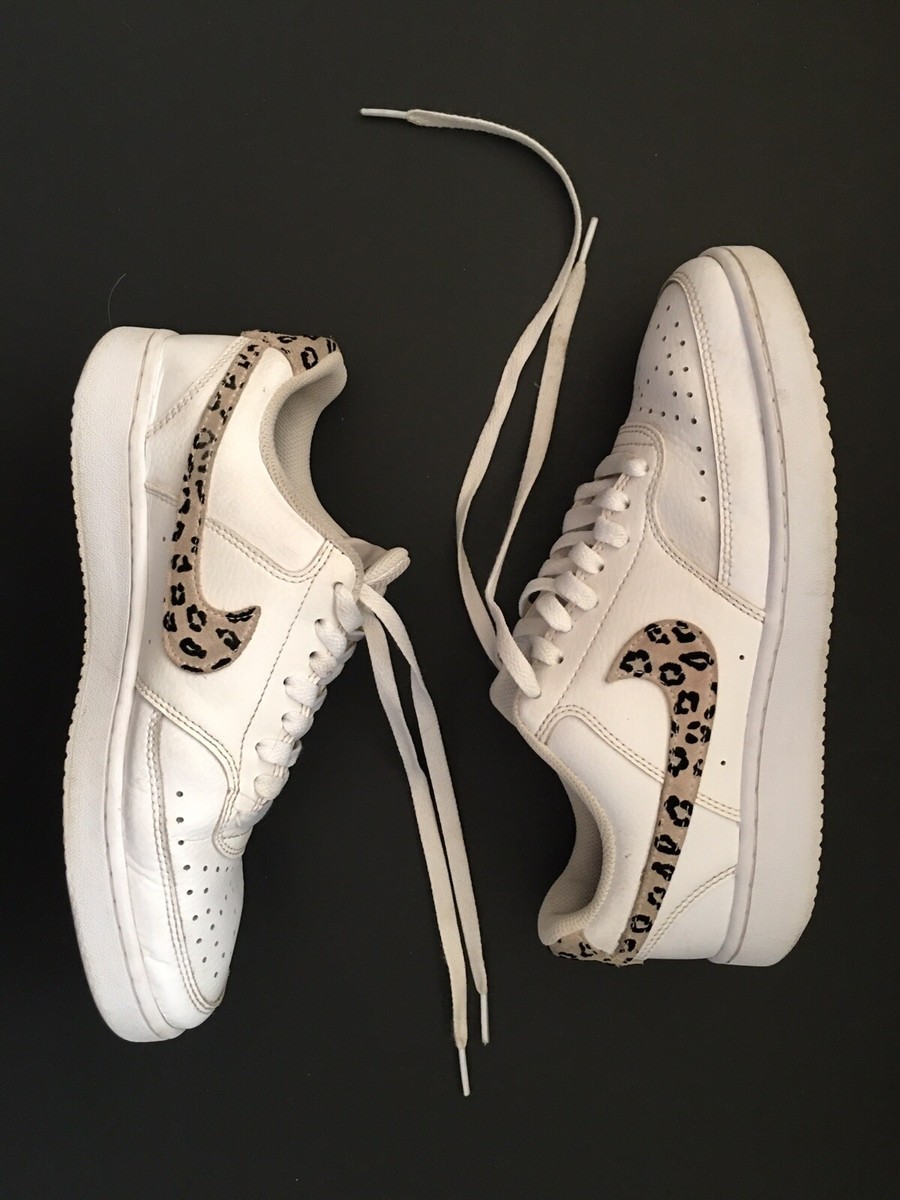 Nike Womens Nike Court Vision Low Trainers Leopard Print Nike