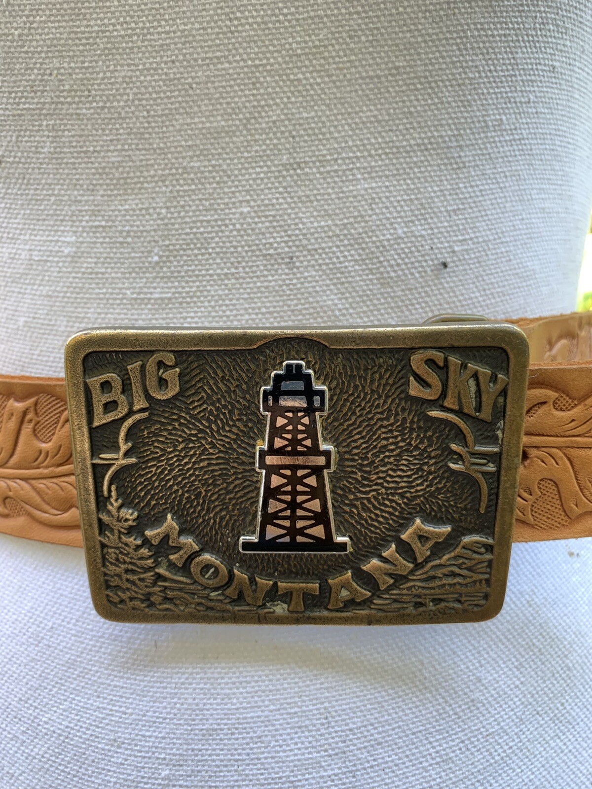 Vintage Marco BIG SKY MONTANA oil rig belt buckle wit… Gem