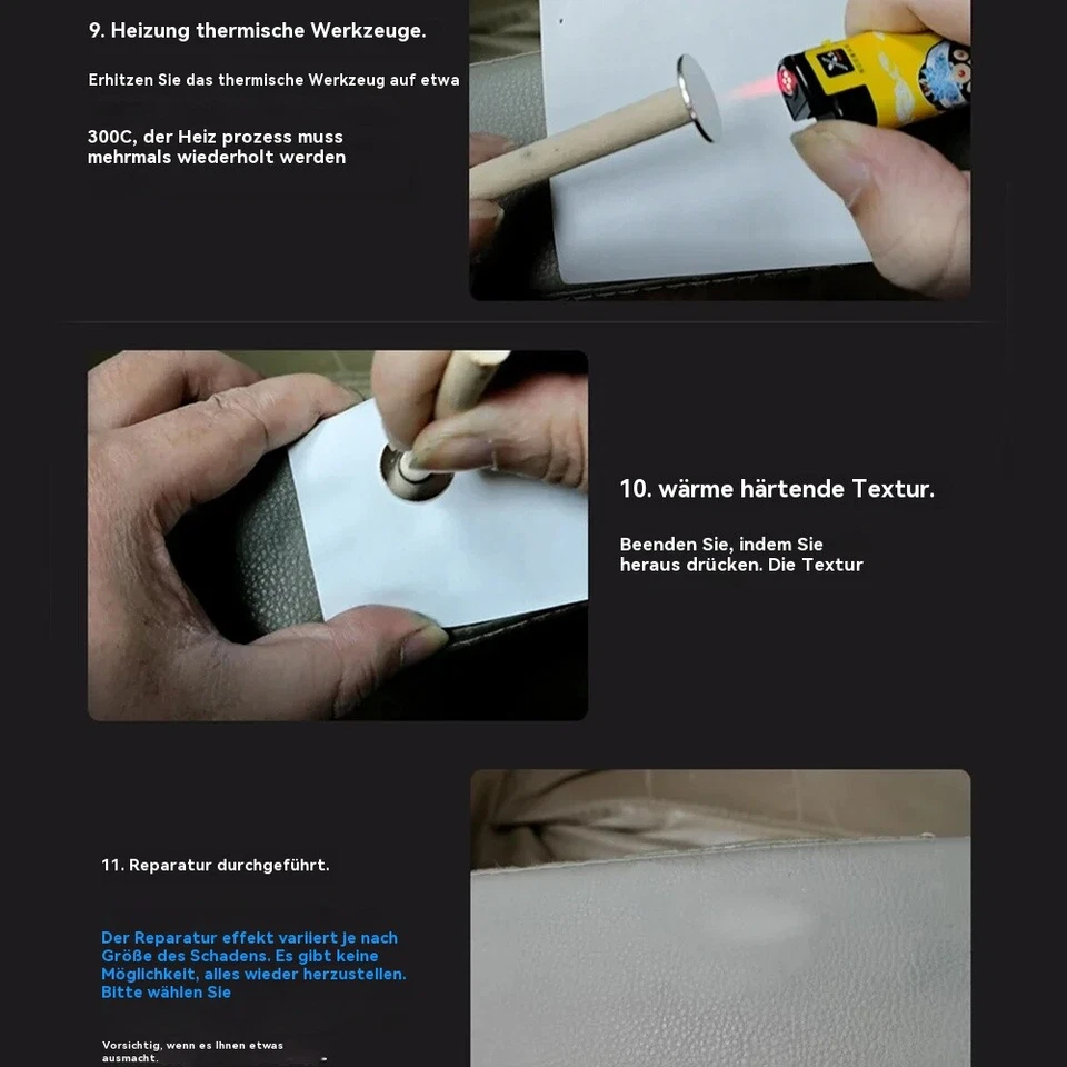 Couch Autositz Reparaturset Textil Fix Polster Teppich Brandloch Reparatur 16tlg - Bild 3 von 4