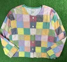Vintage 90s Orvis Multicolor Patchwork Indian Cotton 16 Medium Light Jacket Usa